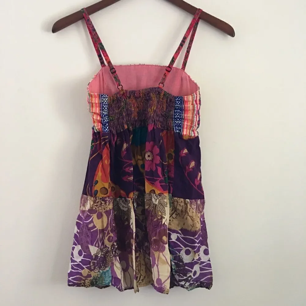 Boho patchwork multi color tunic tank top | Size Small - Picture 4 of 6